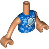 Minidoll Torso Girl with Blue Shirt, Bright Light UFOs, Classic Space Logo print, Nougat Arms and Hands Nougat