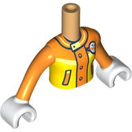 Minidoll Torso Girl with Yellow/Orange Ski Jacket, White Symbol, Orange Arms, White Hands Warmes Beige
