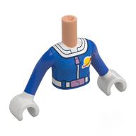 Minidoll Torso Girl with Blue Classic Space Suit, White Trim, Lavender Belt print, Blue Arms, White Hands Nougat