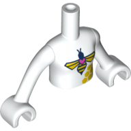 Minidoll Torso Girl with Bee print, White Arms and Hands White