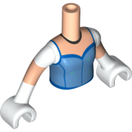 Minidoll Torso Girl with Medium Blue Dress, Blue Trim, Light Nougat arms, White Hands Hellnougat