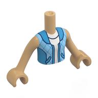 Minidoll Torso Girl with Warm Tan Arms and Hands with Dark Azure/Bright Light Blue Jacket, White Shirt print Warm Tan