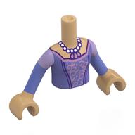 Minidoll Torso Girl with Warm Tan Arms and Hands with Medium Lavender Dress, Lavender Decorations, Pearl Necklace, Sea Shell Pendant print Warm Tan
