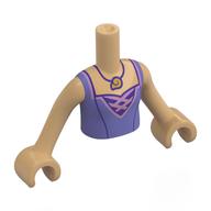 Minidoll Torso Girl with Warm Tan Arms and Hands with Medium Lavender Dress, Lavender Laces, Necklace with Snail Necklace print Warm Tan