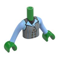 Minidoll Torso Girl with Dark Bluish Grey School Uniform, Buttons print, Bright Light Blue Arms, Bright Green Hands Bright Green