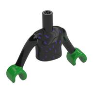 Minidoll Torso Girl with Silver/Gold Decorations print, Black Arms, Bright Green Hands Schwarz