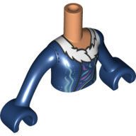 Minidoll Torso Girl with Dark Blue Coat, White Fur print, Dark Blue Arms and Hands Nougat