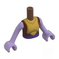 Minidoll Torso Girl with Gold Knight Armor, Reddish Brown Tunic print, Lavender Arms and Hands Medium Brown