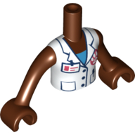Minidoll Torso Girl with White Doctor Lab Coat, Medium Azure Shirt, Reddish Brown Arms and Hands Rotbraun