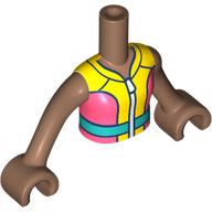 Minidoll Torso Girl with Dark Turquoise/Coral/Dark Blue/Yellow Jacket, Medium Brown Arms and Hands Medium Brown
