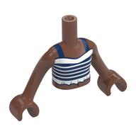 Minidoll Torso Girl with White/Dark Blue Striped Top print, Medium Brown Arms and Hands Medium Nougat