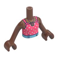 Minidoll Torso Girl with Coral Top, White Sots, Medium Azure Belt print, Medium Brown Arms and Hands Medium Brown