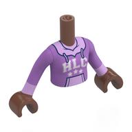 Minidoll Torso Girl with Medium Lavender Sweater, Lavender Hoodie, Pockets, White 'HLC' print, Medium Lavender Arms, Medium Brown Hands Medium Brown