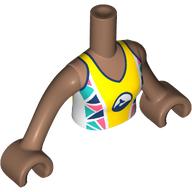 Minidoll Torso Girl with White/Yellow Shirt, Dark Blue Whale print Medium Brown Arms and Hands Medium Brown