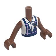 Minidoll Torso Girl with Dark Blue Jacket, Lavender Stripes, Gold 'U', White Shirt print, Medium Brown Arms and Hands Medium Brown