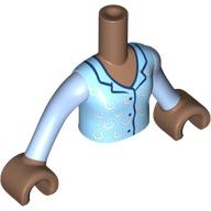 Minidoll Torso Girl with Bright Light Blue Shirt, White Horse Shoes, Dark Blue Trim print, Medium Brown Hands Medium Brown