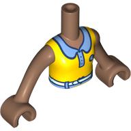 Minidoll Torso Girl with Yellow Shirt, Medium Blue Collar, Button, White Belt print, Medium Brown Arms and Hands Medium Brown
