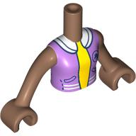 Minidoll Torso Girl with Medium Lavender Jacket, White Trim, Dark Blue Horse, Yellow Shirt print, Medium Brown Arms and Hands Medium Brown