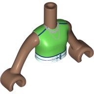 Minidoll Torso Girl with Green Shirt, White Belt, Dark Blue Trim print, Medium Brown Arms and Hands Medium Brown
