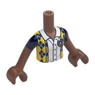 Minidoll Torso Girl with Yellow/Blue Diamond Shirt, White Shirt, Gold 'U' print, Medium Brown Arms and Hands Medium Brown
