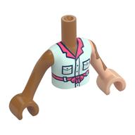 Minidoll Torso Girl with Light Nougat Vitiligo Patches Print, Light Nougat Left Arm and Hand, Nougat Right Arm and Hand Medium Nougat