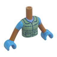 Minidoll Torso Girl with Medium Blue Shirt, Olive Green Bodywarmer, Medium Nougat Arms, Medium Blue Hands Mittelnougat