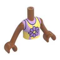 Minidoll Torso Girl with Bright Pink / Bright Light Yellow Top, Flower print, Sienna Brown Arms and Hands [Plain] Sienna Brown
