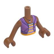 Minidoll Torso Girl with Sienna Brown Arms and Hands with Medium Lavender Jacket, Medium Lavender/Bright Light Orange Striped Shirt, Necklace print Sienna Brown