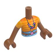 Minidoll Torso Girl with Sienna Brown Arms and Hands with Orange/Bright Light Orange Stripe Shirt, Bright Light Blue Pants, Nougat Belt, Candy Necklace print Sienna Brown