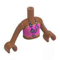 Minidoll Torso Girl with Sienna Brown Arms and Hands with Dark Pink Top, Gold Trim, Sea Shell Necklace print Sienna Brown