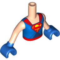 Minidoll Torso Girl with Blue Top with Red Cape Straps and 'S' Symbol and Belt Print, Light Nougat Arms, Blue Hands (Supergirl) Light Nougat