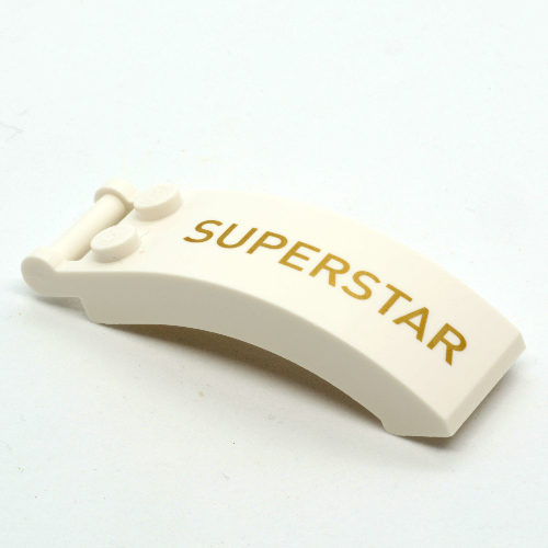 Windscreen 6 × 2 × 2 with Handle with Gold 'SUPERSTAR' print White