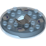Turntable 6 × 6 Round Trans-Medium Blue Base with Trans-Medium Blue Top and White and Purple Print (Ninjago Spinner) Trans-Medium Blue