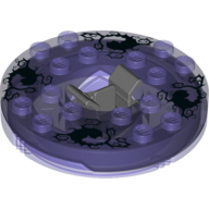 Turntable 6 × 6 Round Trans-Purple Base with Trans-Purple Top and Black and White Print (Ninjago Spinner) Trans-Purple