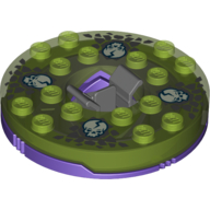 Turntable 6 × 6 Round Dark Purple Base with Trans-Bright Green Top and Glow in the Dark Opaque Skulls on Dark Gray Print (Ninjago Spinner) Trans-Bright Green