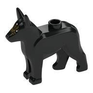 Animal, Dog, Alsatian / German Shepherd (Police Dog) with White Eyes, Silver Nose, Gold Decorations on Face print Schwarz