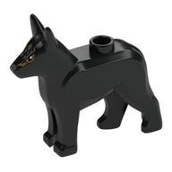 Animal, Dog, Alsatian / German Shepherd (Police Dog) with Gold/Light Bluish Grey Decorations print Black