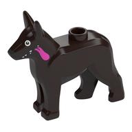 Animal, Dog, Alsatian / German Shepherd (Police Dog) with Big White Eyes, Long Dark Pink Tongue print (Dante) Dunkelbraun