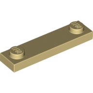Plate Special 1 × 4 with 2 Studs, 3 Bottom Tubes Tan