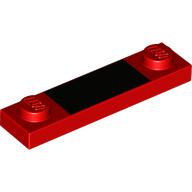 Plate Special 1 × 4 with 2 Studs with Solid Black Print Red
