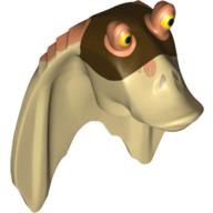 Minifig Head Special, Gungan with Nougat Top and Dark Brown Mask Print Beige