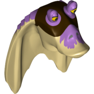 Minifig Head Special, Gungan with Medium Lavender Top Print Beige