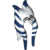 Headdress Togruta Montrals Long, Dark Blue and Silver Ahsoka Print Weiß