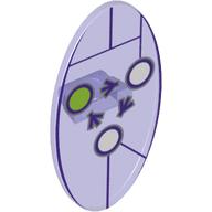 Shield Ovoid with Grip and Dimensions Keystone Symbol with 2 White and 1 Lime Circles Print Trans-Purple