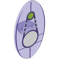 Shield Ovoid with Grip and Dimensions Keystone Symbol with 1 Large White, and 1 Small Lime Circles Print Trans-Purple