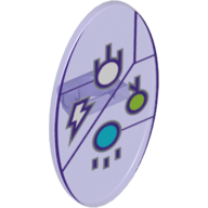 Shield Ovoid with Grip and Dimensions Keystone Symbol with White, Lime and Medium Azure Circles, and Lightning Bolt Print