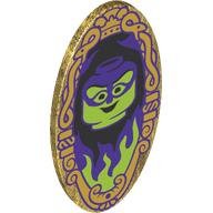 Shield Ovoid with Grip and Mirror, Lime/Dark Purple Face, Gold/Dark Purple Decorations print Pearl Gold