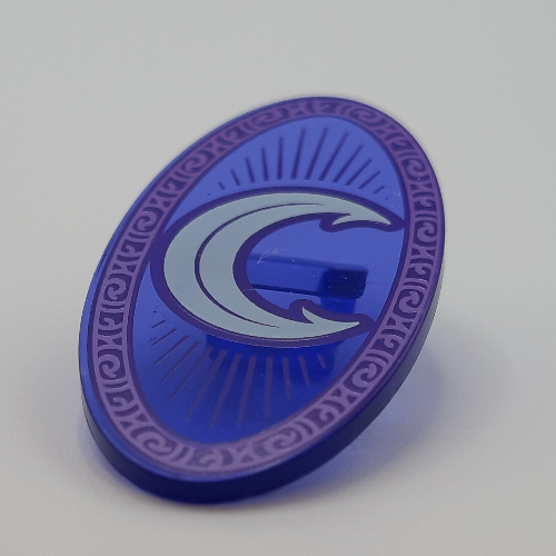 Shield Ovoid with Grip and Light Aqua 'C', Dark Purple Decorations Print Trans-Purple