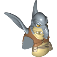 Minifig Head Special, Watto with Vest and Belt Print Sandblau