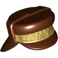 Hat with Neck Protector, Gold Stripe Print (Naboo Security Officer) Reddish Brown